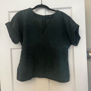 Corduroy dark green Madewell top with buttons down the back